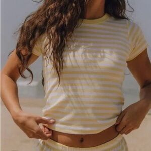 Daily Drills Striped baby Tee in lemonade and white NWT size m/l